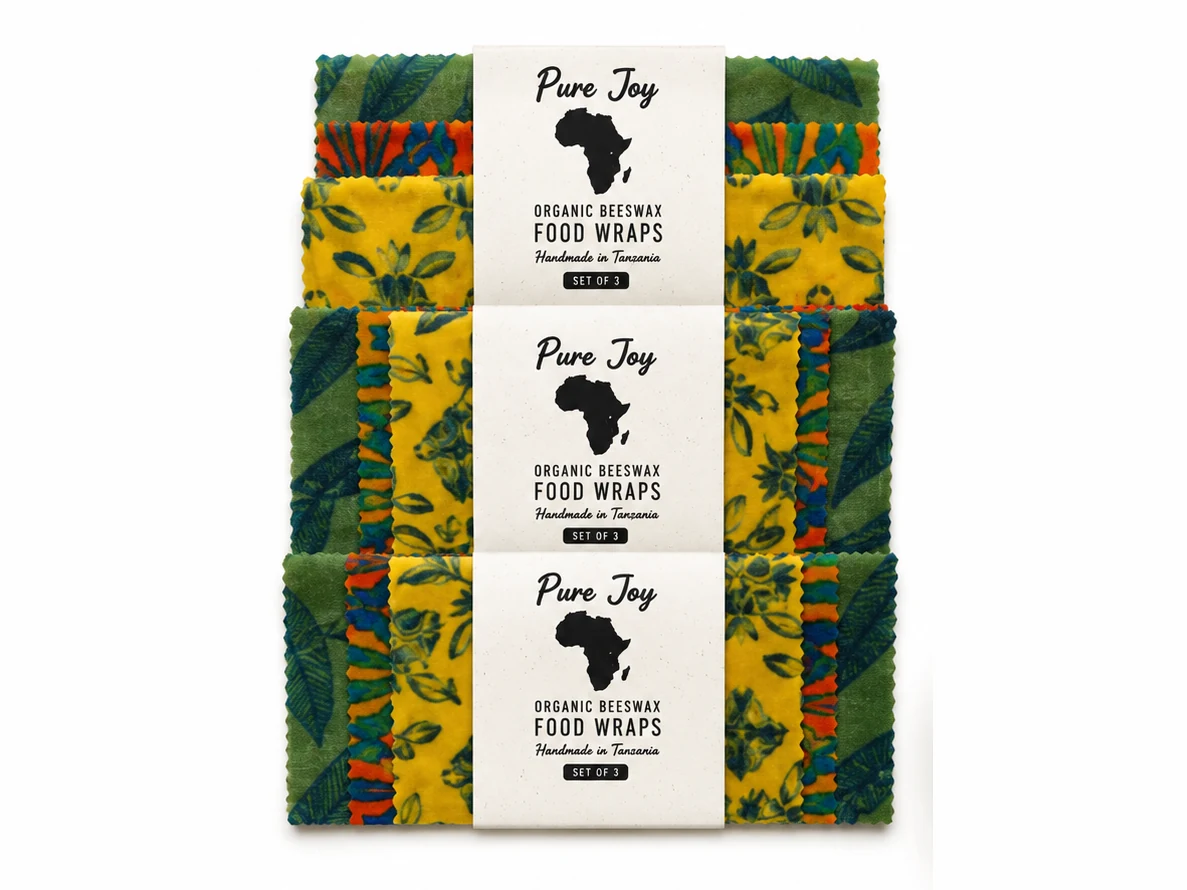 Packaged Pure Joy beeswax food wraps